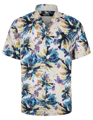 Bigdude Viscose Relaxed Collar Abstract Shirt Multi